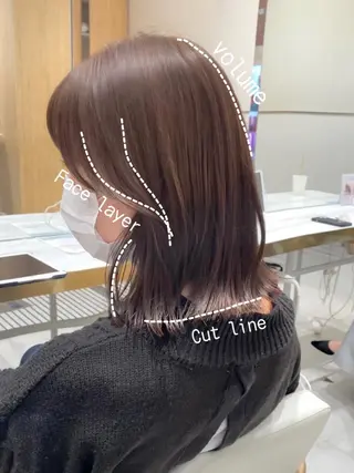 ミディアム カラー パーマ ヘアアレンジ 小野寺瑞希 /最小顔カットのヘアスタイル