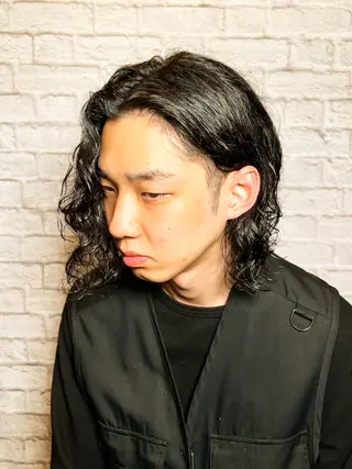 ロング カラー パーマ ヘアアレンジ メンズ メンズカット/パーマ 山崎航平💈のヘアスタイル