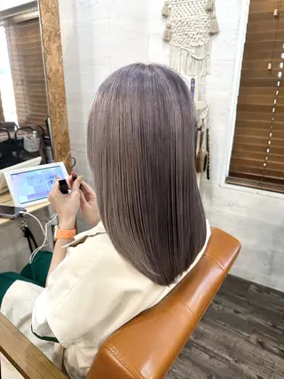 セミロング カラー ブリーチ毛対応酸性 ストレート🌈サキのヘアスタイル