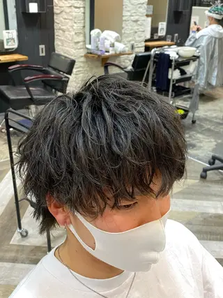 ミディアム パーマ メンズカット/ 沖縄市/村田亮太のヘアスタイル