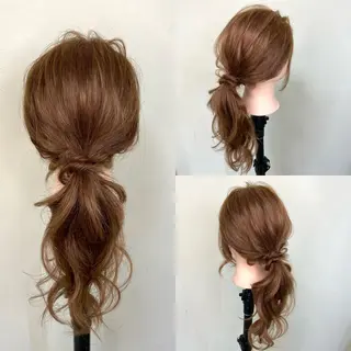 セミロング ヘアアレンジ タニモト ユイのヘアスタイル