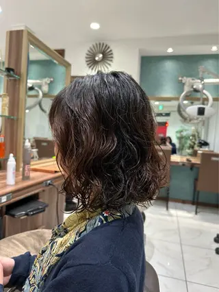 ミディアム パーマ Ash 二子玉川店 🐈⬛中溝有紗🎀のヘアスタイル