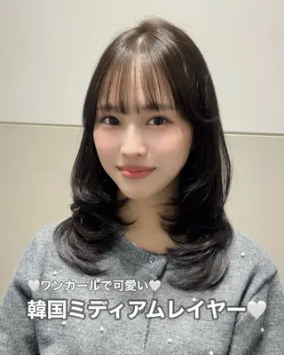 ミディアム 🩷韓国ヘア/ヨシン モリ🩷Maikaのヘアスタイル