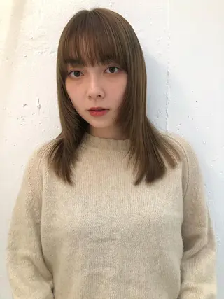 カラー ブリーチカラー🎀 韓国風/寺門美優のヘアスタイル