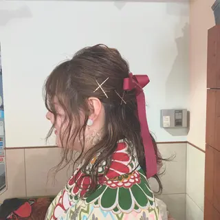 ミディアム カラー パーマ ヘアアレンジ 加藤 綾華のヘアスタイル