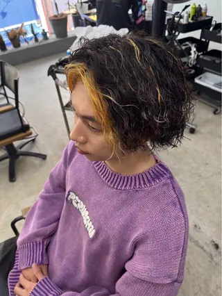 ミディアム カラー パーマ メンズ メンズ専門サロン wokeのヘアスタイル