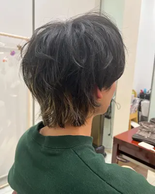セミロング カラー パーマ メンズ キッズ ルキ🌈ブリーチカラ ー&メンズパーマ🦄のヘアスタイル