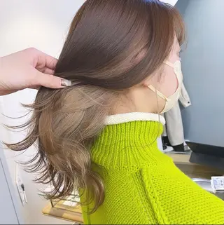 ロング カラー パーマ ヘアアレンジ メンズ キッズ ネイル マツエク・マツパ アイブロウ 暖色系/透明感 治野心のヘアスタイル