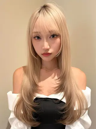 ロング カラー 抜きっぱなしブロンド /ハイトーン/カナタのヘアスタイル
