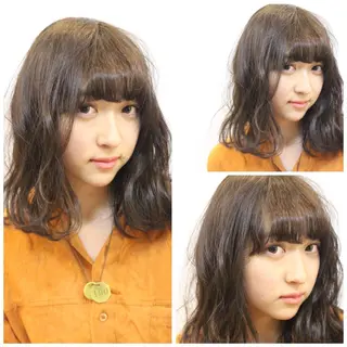 ミディアム カラー パーマ 安達 俊亮のヘアスタイル