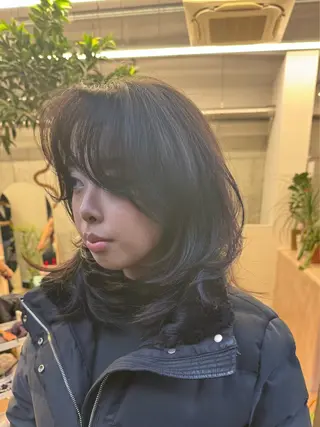 ミディアム レイヤーカットモデル 募集/藤原一真のヘアスタイル