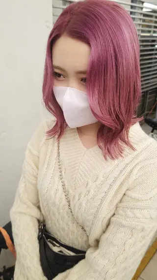 ミディアム カラー 髪質改善.縮毛矯正 ×韓国ヘアyukiのヘアスタイル