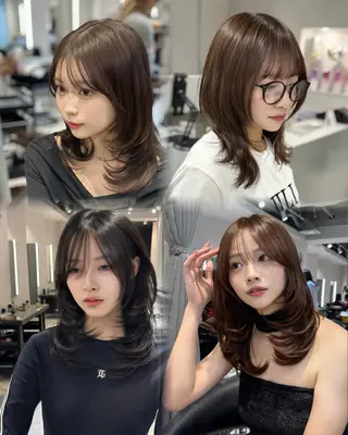 ミディアム カラー 韓国風ハッシュカット 似合わせレイヤー池袋のヘアスタイル