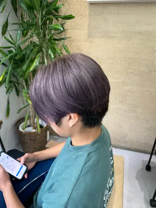 カラー メンズ ブリーチなしwカラー /艶カラー/oukaのヘアスタイル
