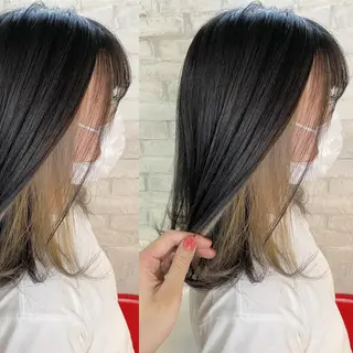 ミディアム カラー ツキノキ ミナのヘアスタイル