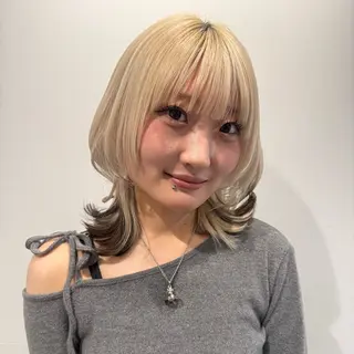 ミディアム カラー ブリーチモデル yumekaのヘアスタイル