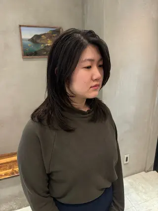 セミロング 顔周りcut・ご相談 ＝新宿しずく🇰🇷のヘアスタイル