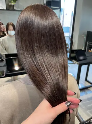 ミディアム カラー パーマ ヘアアレンジ 透明感/オリーブ/ グレージュ/YUKAのヘアスタイル