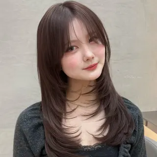 セミロング レイヤー/韓国/ボブ 縮毛矯正/畠中ケントのヘアスタイル