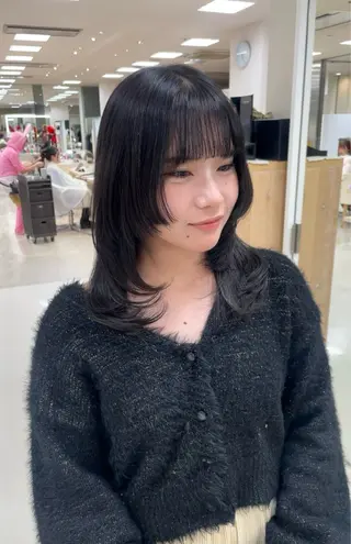 ロング シャドウパーマ／骨格 矯正カット　トモキのヘアスタイル