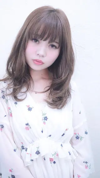 セミロング カラー 縮毛矯正クロスパーマ 益子達也のヘアスタイル