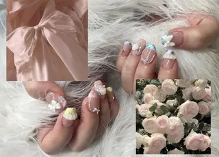 ネイル honoka池袋🎀 ガーリーネイル🤍のネイルデザイン