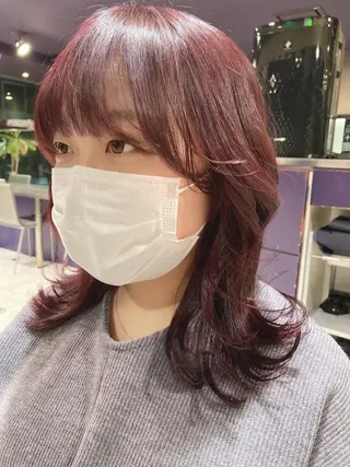 ミディアム カラー スキバサミを使わない カット🌼唯🌼のヘアスタイル
