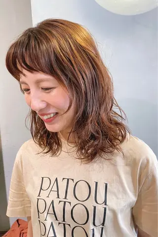 ミディアム パーマ 🎀西川芽依/ 暖色カラー🎀のヘアスタイル