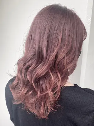 セミロング カラー パーマ ヘアアレンジ メンズ キッズ 艶ピンク*ヘアセット 🌙shioriのヘアスタイル