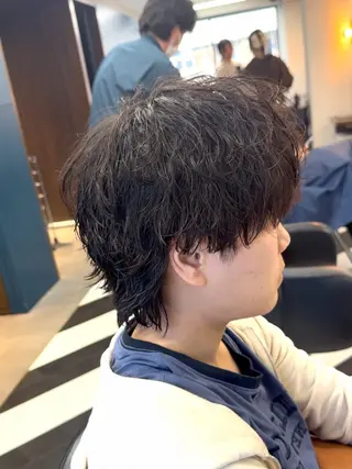 ミディアム カラー パーマ ヘアアレンジ メンズ 伊藤 陸のヘアスタイル
