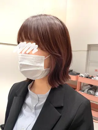 ミディアム カラー パーマ ヘアアレンジ 小野寺瑞希 /最小顔カットのヘアスタイル