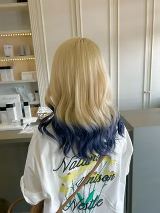セミロング カラー 髪質改善×ハイトーン レイヤー天神美容室のヘアスタイル