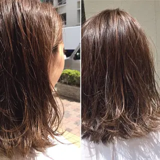ミディアム セミロング カラー パーマ ヘアアレンジ ✨落ち着いた接客 💡高橋優也💡のヘアスタイル
