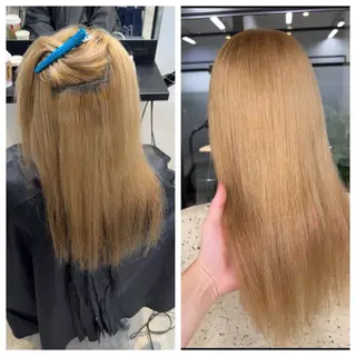 ロング け んブリーチ縮毛矯正のヘアスタイル