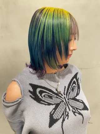 ミディアム カラー ブリーチ✧︎デザイン ゆうのヘアスタイル