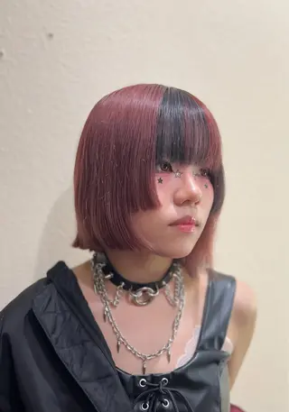 ミディアム カラー 和夢/メンズカット/ パーマ/ハイトーンのヘアスタイル