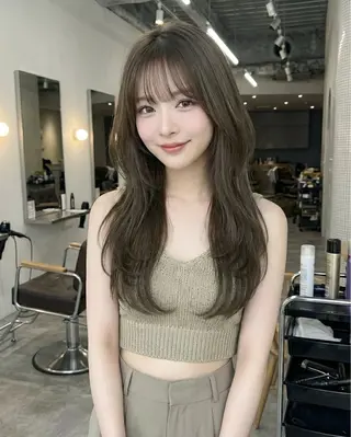 ロング レイヤー/顔周り カット/松岡 祥利のヘアスタイル