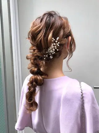 セミロング ヘアアレンジ 卒業式お呼ばれ🕊️ ヘアセット✴︎ミキのヘアスタイル