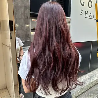 ロング カラー sena/博多/ コテ巻き風パーマのヘアスタイル