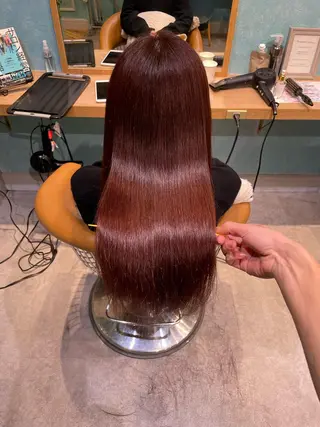 セミロング カラー 縮毛矯正 髪質改善 韓国風レイヤー 吉田のヘアスタイル
