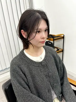 ミディアム カラー パーマ ヘアアレンジ メンズ キッズ レイヤーカット 🌿透け感カラーのヘアスタイル