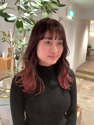 セミロング カラー 柔らかレイヤー× 透け感カラー/SUのヘアスタイル
