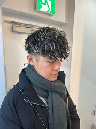 ショート カラー パーマ メンズ 心斎橋l大人韓国ヘア レイヤー×艶カラーのヘアスタイル