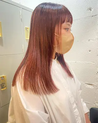 セミロング カラー ヘアアレンジ satsuki 暖色・ブラウンカラーのヘアスタイル