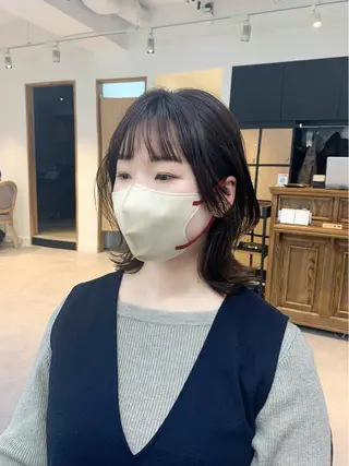 ミディアム カラー パーマ ヘアアレンジ メンズ キッズ ネイル マツエク・マツパ アイブロウ レイヤーカット 🌿透け感カラーのヘアスタイル