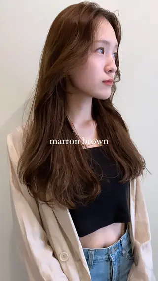 ロング カラー 落合希 Olivebeigeのヘアスタイル