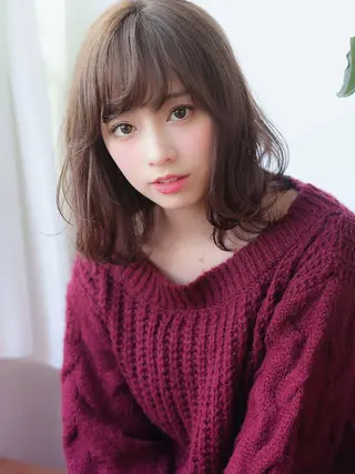 ミディアム カラー パーマ ヘアアレンジ 髪質改善/韓国風 レイヤー/田村祐樹のヘアスタイル