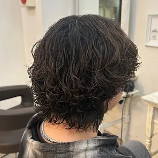 パーマ メンズ ボブ／艶カラー ❣️マナミのヘアスタイル