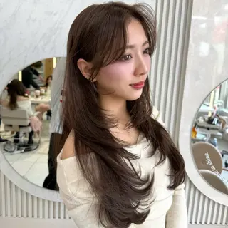 セミロング カラー 似合わせレイヤー/ 透明感カラーのヘアスタイル