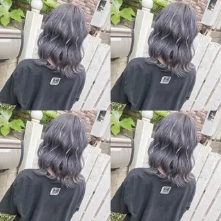 ミディアム カラー ヘアアレンジ TAKUMAブリーチ /切りっぱなし🪽のヘアスタイル